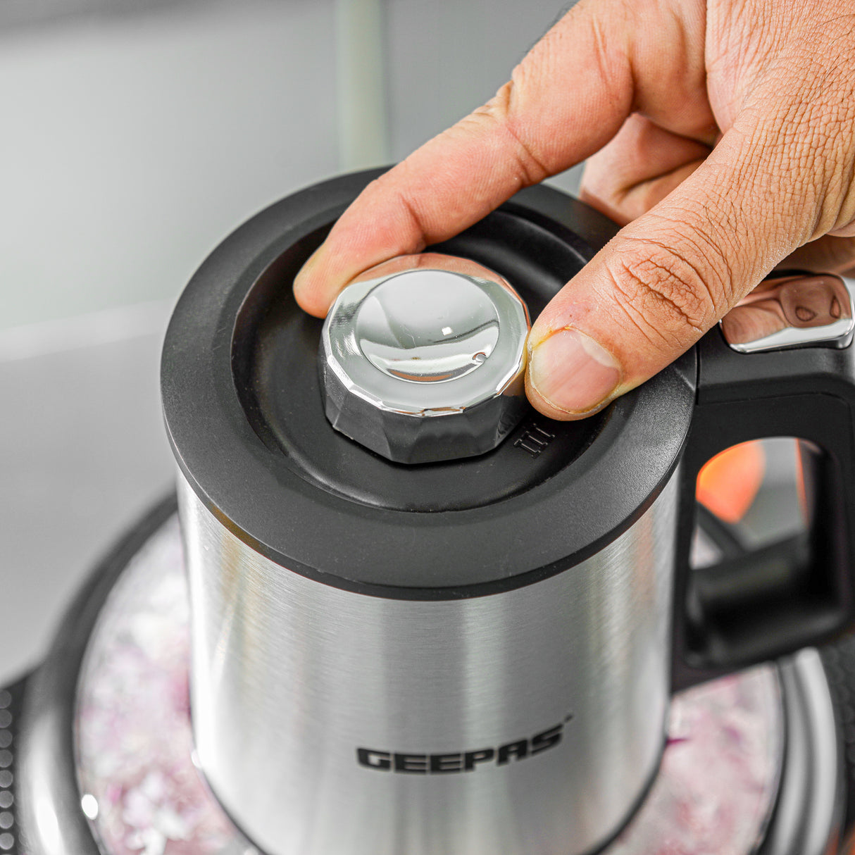 Geepas GMC42026 Multi Chopper | 500W Powerful Motor, 2L Durable Glass Bowl| 3-Speed Button Control| Stainless Steel  Double Blades | Safety Protector | 2-Year Warranty
