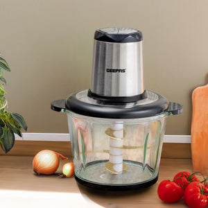 Geepas 3L Multi Chopper- GMC42029 | 500W Compact Multi-Purpose Chopper with Mincing, Coarse & Fine Cutting | Stainless Steel Housing, Cutter Pole & Gear | 2Year Warranty