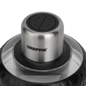 Geepas Multi Chopper- GMC42030/ 500W, 2.5L & 0.3L Cups, Compact Multi-Purpose Chopper with Mincing, Coarse & Fine Cutting/ Stainless Steel, Black & Silver, 2Y Warranty