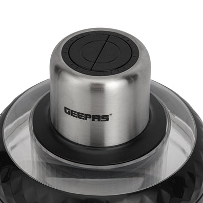 Geepas Multi Chopper- GMC42030/ 500W, 2.5L & 0.3L Cups, Compact Multi-Purpose Chopper with Mincing, Coarse & Fine Cutting/ Stainless Steel, Black & Silver, 2Y Warranty