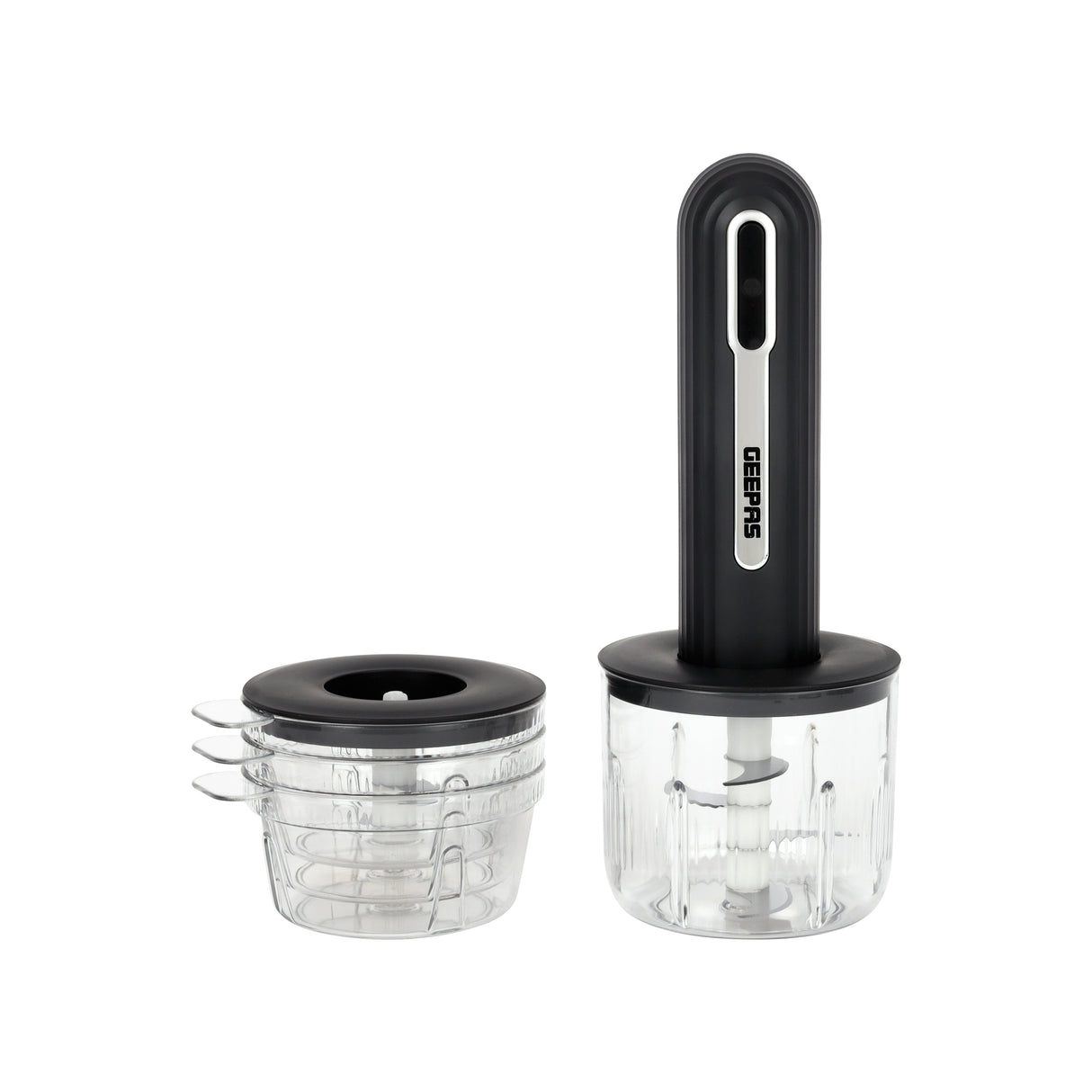 Geepas Rechargeable Mini Chopper- GMC42035/ Compact Multi-Purpose Chopping Machine, Stainless Steel Blade Assembly/ 4 pcs PET Bowls, 1 400 ml and 3200 ml/2-Year Warranty