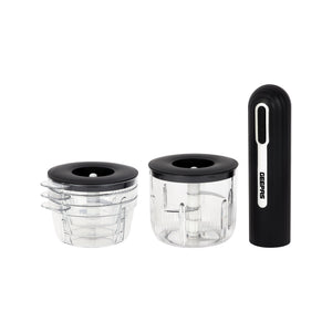 Geepas Rechargeable Mini Chopper- GMC42035/ Compact Multi-Purpose Chopping Machine, Stainless Steel Blade Assembly/ 4 pcs PET Bowls, 1 400 ml and 3200 ml/2-Year Warranty