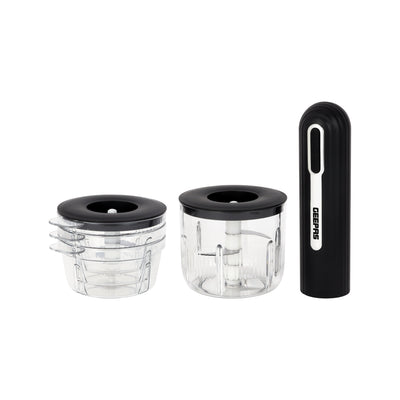 Geepas Rechargeable Mini Chopper- GMC42035/ Compact Multi-Purpose Chopping Machine, Stainless Steel Blade Assembly/ 4 pcs PET Bowls, 1 400 ml and 3200 ml/2-Year Warranty
