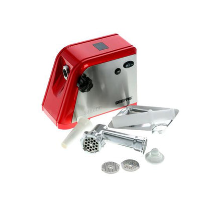 Geepas GMG1910 Stainless Steel Meat Grinder | 1600W | Aluminium Gearbox| Reverse Function| 3 Cutting Plates| Sausage & Kubbe Accessories| Food Pusher| 2 Years Warranty