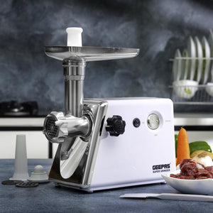 Geepas GMG765 8-in-1 Meat Grinder | 1500W Powerful Motor | Reverse Function | 3 Metal Cutting Blade | Meat Mincer, Sausage Grinder  | Vegetable & Grater Attachments