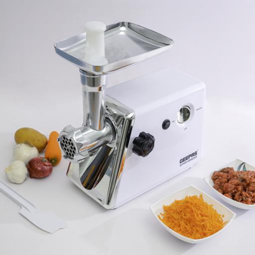 Geepas GMG765 8-in-1 Meat Grinder | 1500W Powerful Motor | Reverse Function | 3 Metal Cutting Blade | Meat Mincer, Sausage Grinder  | Vegetable & Grater Attachments