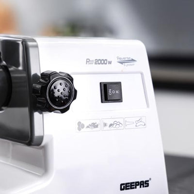 Geepas GMG767 Electric Meat Grinder | 2000W Full Copper Motor| Reverse Function| Multi-Function| Stainless Steel Blade| Convenient Metal Cutting Plates| Metal Gears |
