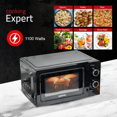 Geepas GMO1899 20L Microwave Oven - 1100W Solo Microwave Oven with 5 Power Levels - Reheating, Defrost & 30 Minute Timer Function