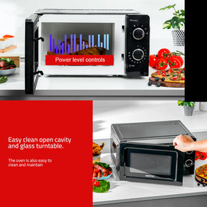 Geepas GMO1899 20L Microwave Oven - 1100W Solo Microwave Oven with 5 Power Levels - Reheating, Defrost & 30 Minute Timer Function