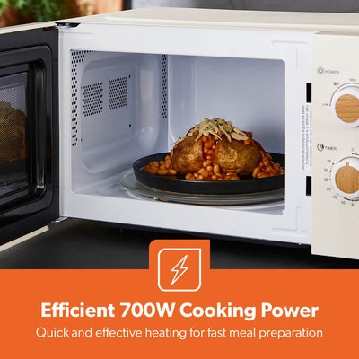 Geepas 20L Microwave Oven GMO34062UK-CR | 700W Output Power | 5 Power Levels| 255mm Glass Turntable| 35-Min Timer| LED Interior Light| Stylish Nordiq Collection Design