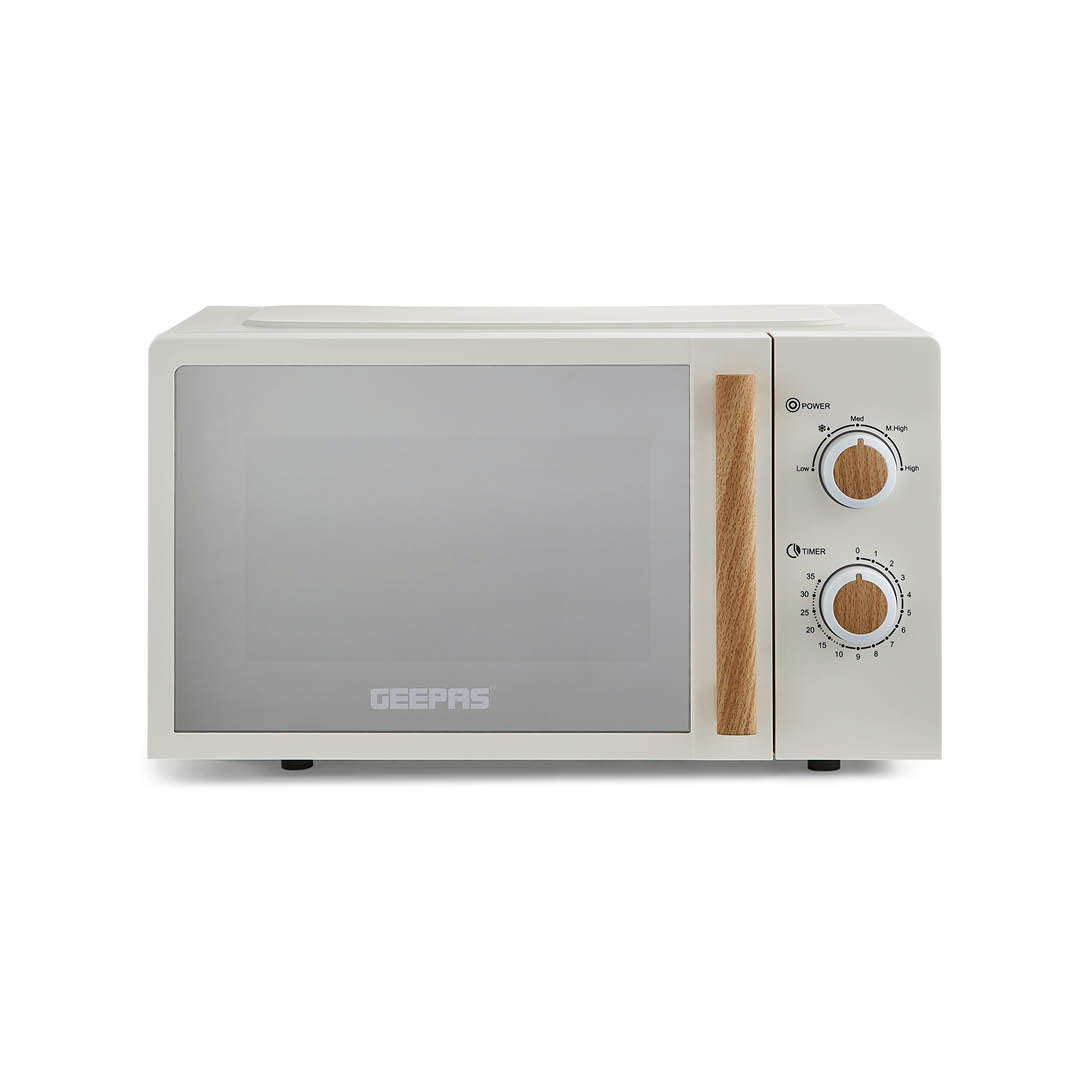 Geepas 20L Microwave Oven GMO34062UK-CR | 700W Output Power | 5 Power Levels| 255mm Glass Turntable| 35-Min Timer| LED Interior Light| Stylish Nordiq Collection Design