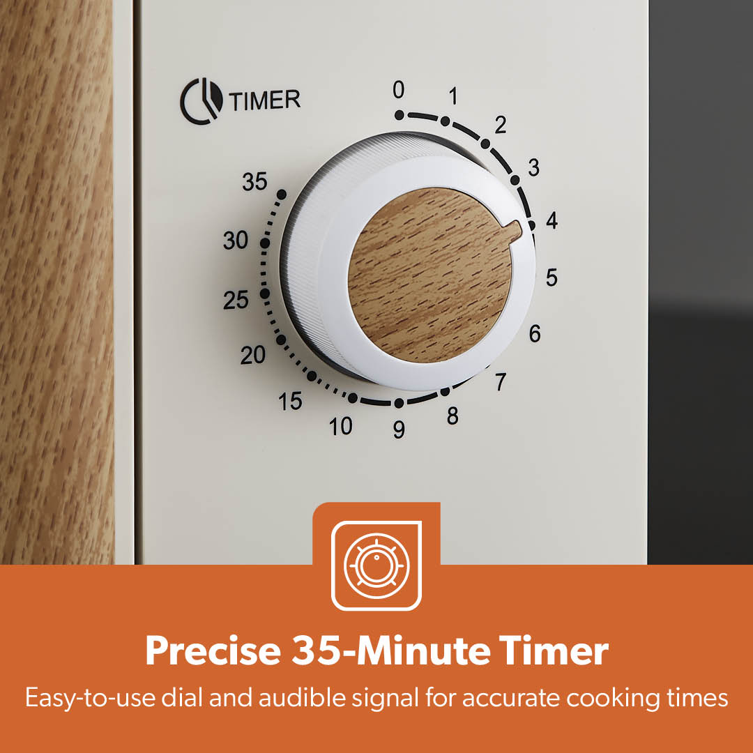 Geepas 20L Microwave Oven GMO34062UK-CR | 700W Output Power | 5 Power Levels| 255mm Glass Turntable| 35-Min Timer| LED Interior Light| Stylish Nordiq Collection Design