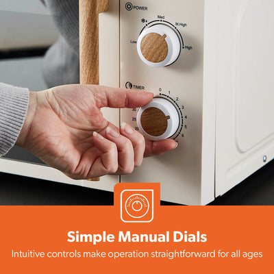 Geepas 20L Microwave Oven GMO34062UK-CR | 700W Output Power | 5 Power Levels| 255mm Glass Turntable| 35-Min Timer| LED Interior Light| Stylish Nordiq Collection Design