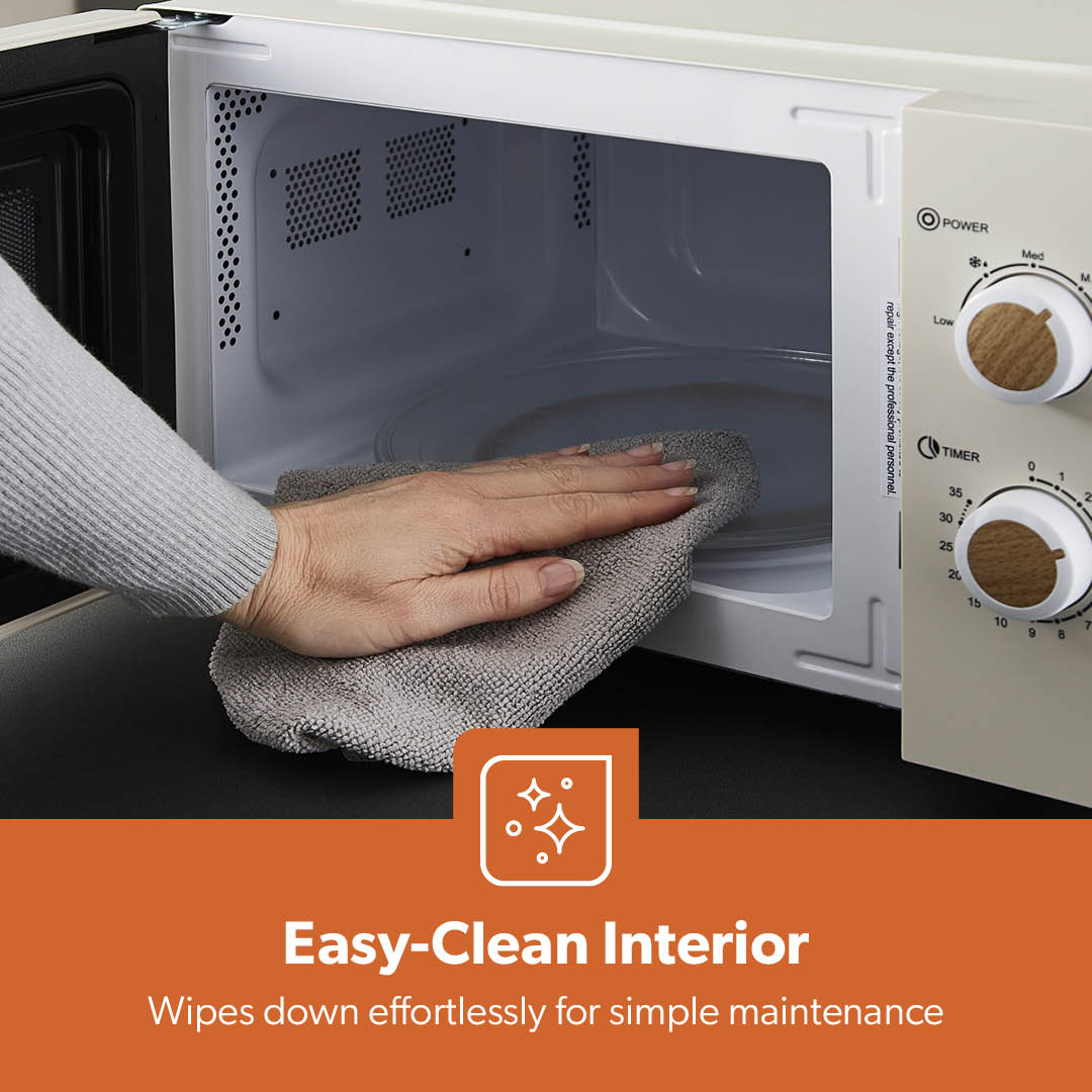 Geepas 20L Microwave Oven GMO34062UK-CR | 700W Output Power | 5 Power Levels| 255mm Glass Turntable| 35-Min Timer| LED Interior Light| Stylish Nordiq Collection Design