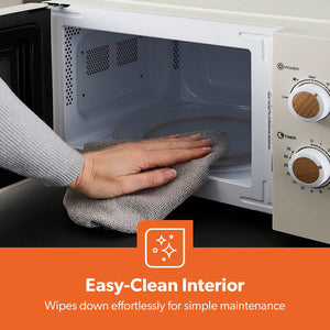 Geepas 20L Microwave Oven GMO34062UK-CR | 700W Output Power | 5 Power Levels| 255mm Glass Turntable| 35-Min Timer| LED Interior Light| Stylish Nordiq Collection Design