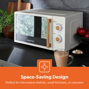 Geepas 20L Microwave Oven GMO34062UK-CR | 700W Output Power | 5 Power Levels| 255mm Glass Turntable| 35-Min Timer| LED Interior Light| Stylish Nordiq Collection Design