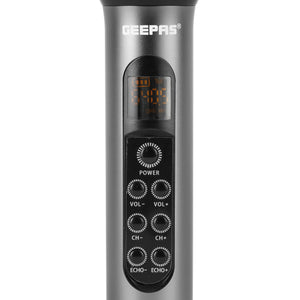 Geepas GMP15014 UHF Wireless Microphone | High Quality Sound Output with Sharp Sensitivity| Long-Distance UHF Transmission| 30 Selectable Frequencies| 2-Year Warranty
