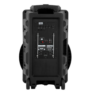Geepas GMS11131 Rechargeable Trolley Speaker | Bluetooth Karaoke Speaker with 15" Woofer | 40000W PMPO Output | Bluetooth Wireless Streaming | Thunder Bass Technology