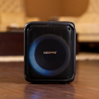 Geepas Portable And Rechargeable Party Speaker- GMS11161| Bluetooth, TWS Function and FM Radio| Lightweight and Portable Design, With Color Control LED Light