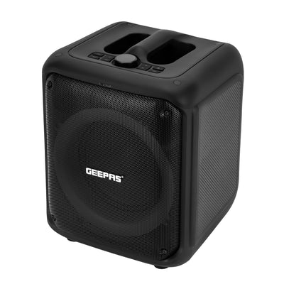 Geepas GMS11161 Portable Party Speaker with Powerful 8-Inch Woofer| Dynamic LED Lights| Bluetooth Streaming| TWS Stereo Pairing| Wireless Microphone|  2 Years Warranty