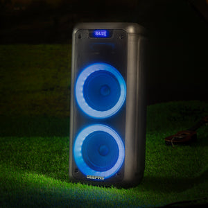 Rechargeable Professional Speaker, 40000W PMPO, GMS11168 | TWS Connection, BT/FM/USB/TF Card | LED Display | Wireless Microphone | 7.4V/3000mAh Lithium Battery