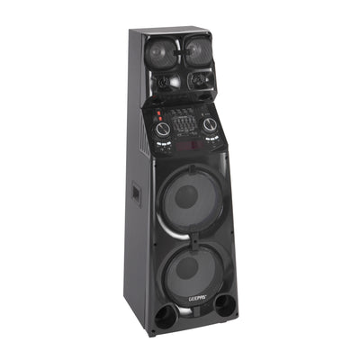 Geepas Professional Active Speaker System GMS11169 with Bluetooth| UHF Microphone| LED Display| Graphic Equalizer| X-Bass Control| FM Radio| USB/SD/TF & Remote Control