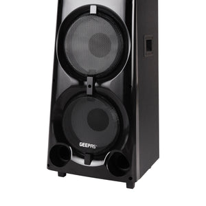 Geepas Professional Active Speaker System GMS11169 with Bluetooth| UHF Microphone| LED Display| Graphic Equalizer| X-Bass Control| FM Radio| USB/SD/TF & Remote Control