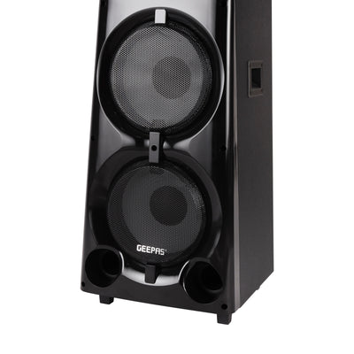 Geepas Professional Active Speaker System GMS11169 with Bluetooth| UHF Microphone| LED Display| Graphic Equalizer| X-Bass Control| FM Radio| USB/SD/TF & Remote Control