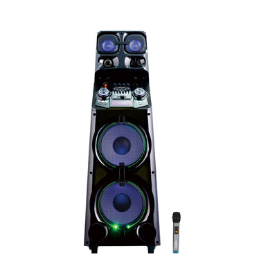 Geepas Professional Active Speaker System GMS11169 with Bluetooth| UHF Microphone| LED Display| Graphic Equalizer| X-Bass Control| FM Radio| USB/SD/TF & Remote Control