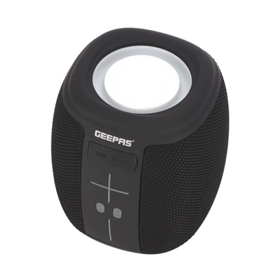 Geepas GMS11181 Portable Bluetooth Speaker with RGB Lights | Powerful Sound Output| | USB/TF/AUX Input | FM Radio| Built-in Rechargeable Battery|  2-Year Warranty