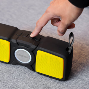 Geepas GMS11183 Rechargeable Bluetooth Speaker | TWS Connection| USB/TF/FM/AUX Input | 1200mAh Built-in Battery| Pulse LED Light| Hands-Free Calling | 2-Year Warranty