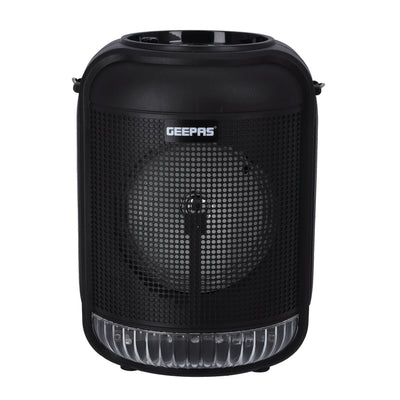 Geepas GMS11186 Rechargeable Portable Speaker | 25000W PMPO| Bluetooth & TWS| 6.5” Woofer| FM/USB/TF/AUX| LED Light| Wireless Mic| 3.7V 1800mAh Battery| 2 Years Warranty