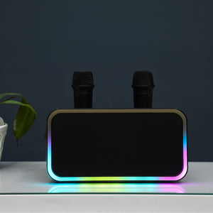 Geepas GMS11188 Karaoke Speaker |20W Output with Full LED Lighting| Dual Wireless Microphones| Bluetooth 5.1 Connectivity| USB Support| Built-in Battery|2 Years Warranty