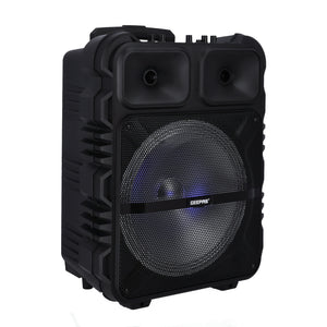 Geepas GMS11190 Rechargeable Trolley Speaker | Powerful 12” Woofer|  Wireless Microphone|  Bluetooth|  USB/TF Card|  FM Radio|  35000W PMPO Output|  2 Years Warranty