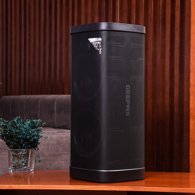 Geepas GMS11191 Rechargeable Professional Speaker with Bluetooth| UHF Microphone |  RGB LED Lights | Karaoke | FM Radio | USB/TF Playback and  100000W PMPO Sound