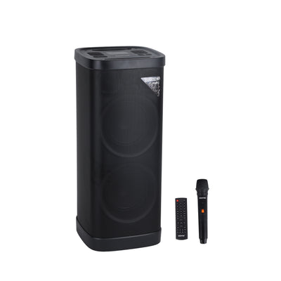 Geepas GMS11191 Rechargeable Professional Speaker with Bluetooth| UHF Microphone |  RGB LED Lights | Karaoke | FM Radio | USB/TF Playback and  100000W PMPO Sound