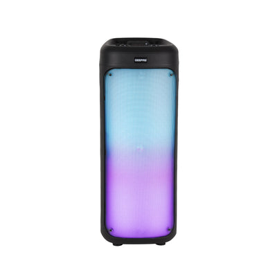 Geepas GMS11194 Rechargeable Portable Speaker | Powerful 30000W PMPO Output| Dynamic RGB Flame Lights| Bluetooth| USB/TF/FM Support| Wireless Microphone| 2 Years Warranty