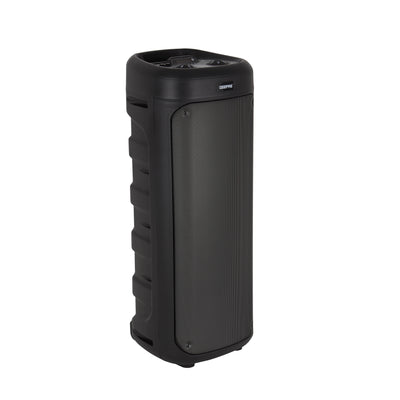 Geepas GMS11194 Rechargeable Portable Speaker | Powerful 30000W PMPO Output| Dynamic RGB Flame Lights| Bluetooth| USB/TF/FM Support| Wireless Microphone| 2 Years Warranty