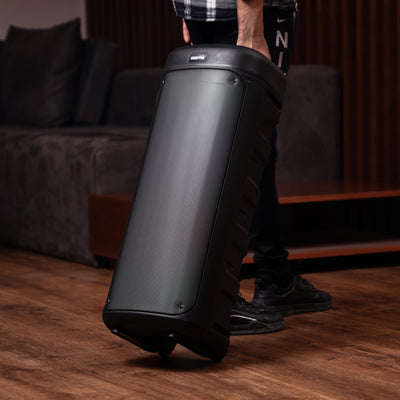 Geepas GMS11194 Rechargeable Portable Speaker | Powerful 30000W PMPO Output| Dynamic RGB Flame Lights| Bluetooth| USB/TF/FM Support| Wireless Microphone| 2 Years Warranty