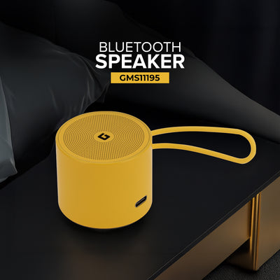 Geepas Bluetooth Speaker- GMS11195/ Compact and Portable, 5 Hours Playtime, Hi-Fi Sound/ Rechargeable Battery, Enhanced Sound Quality / Yellow, 2 Years Warranty