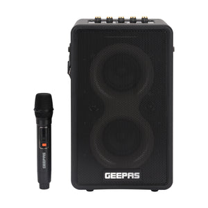 Geepas Spin Bike and Bluetooth Speaker Combo | Digital Display| Low-Noise Cycling| Bluetooth App Support | UHF Wireless Mic |  Perfect Fitness & Entertainment Set