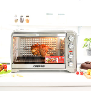 Geepas GO34012 50L Electric Oven | 2000W |Convection & Rotisserie| Multi-Function Oven | Adjustable Temperature| 60 Min Timer | Bake & Grill Accessories| 2 Years Warranty