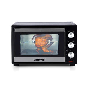 Geepas GO34049 25L Electric Oven with Rotisserie | 1600W Compact & Powerful Table Top Oven| Adjustable Temperature & Timer Control| Easy to Clean Design| 2 Years Warranty