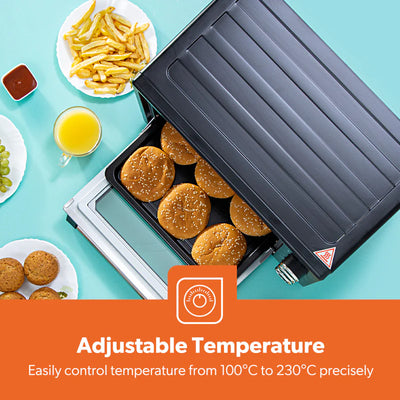 Geepas GO34049 25L Electric Oven with Rotisserie | 1600W Compact & Powerful Table Top Oven| Adjustable Temperature & Timer Control| Easy to Clean Design| 2 Years Warranty