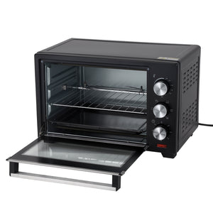 Geepas GO4466 Electric Oven with Rotisserie | 24L Capacity | 1600W Power | Adjustable Temperature Control | 60-Minute Timer | Perfect for Baking, Grilling, and Roasting