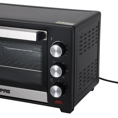 Geepas GO4466 Electric Oven with Rotisserie | 24L Capacity | 1600W Power | Adjustable Temperature Control | 60-Minute Timer | Perfect for Baking, Grilling, and Roasting