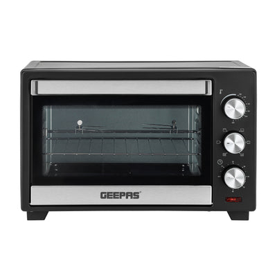 Geepas GO4466 Electric Oven with Rotisserie | 24L Capacity | 1600W Power | Adjustable Temperature Control | 60-Minute Timer | Perfect for Baking, Grilling, and Roasting