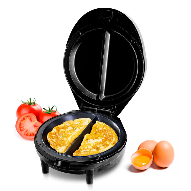 Geepas Omelette Maker GOM36535UK | Non-Stick 185mm Plate| 1000W Power | Green & Red Indicator Lights| Automatic Temperature Control| Anti-Slip Feet | 2 Years Warranty