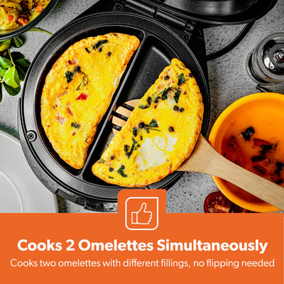 Geepas Omelette Maker GOM36535UK | Non-Stick 185mm Plate| 1000W Power | Green & Red Indicator Lights| Automatic Temperature Control| Anti-Slip Feet | 2 Years Warranty