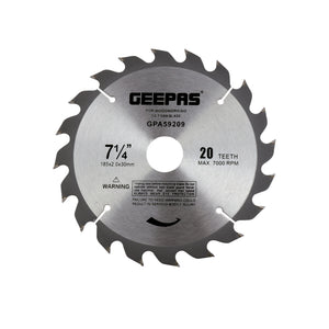 Geepas GPA59209 T.C.T Circular Saw Blade 185mm (7¼ Inch) 20T | Carbide Tipped Wood Cutting Blade with 30mm Bore & Reducer Ring for Timber | Plywood and MDF Cutting